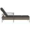 Solsäng med dyna grå 63x200x81 cm konstrotting vidaXL – miniatyr 5