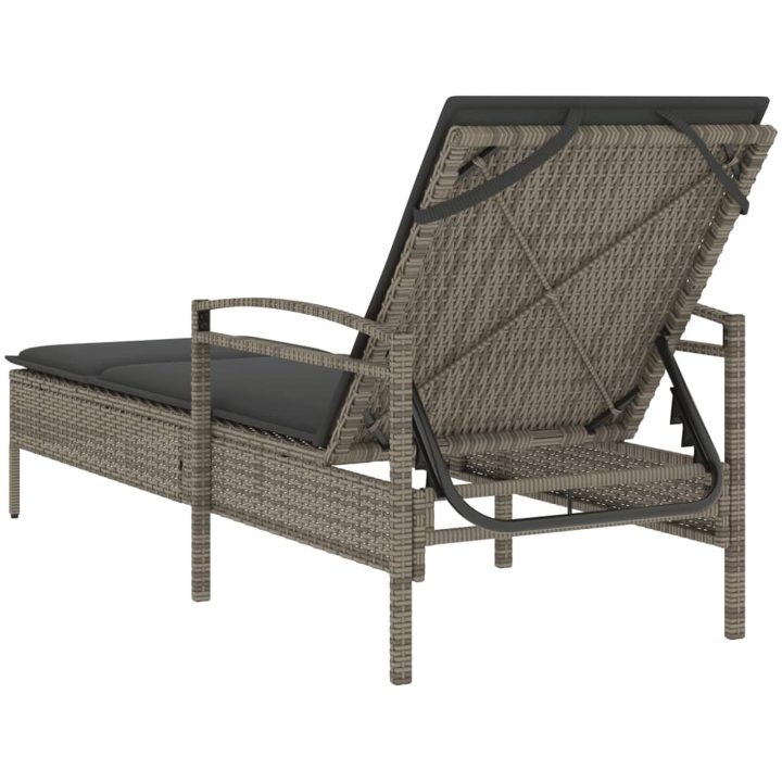 Solsäng med dyna grå 63x200x81 cm konstrotting vidaXL – bild 6