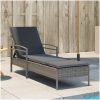 Solsäng med dyna grå 63x200x81 cm konstrotting vidaXL – miniatyr 1