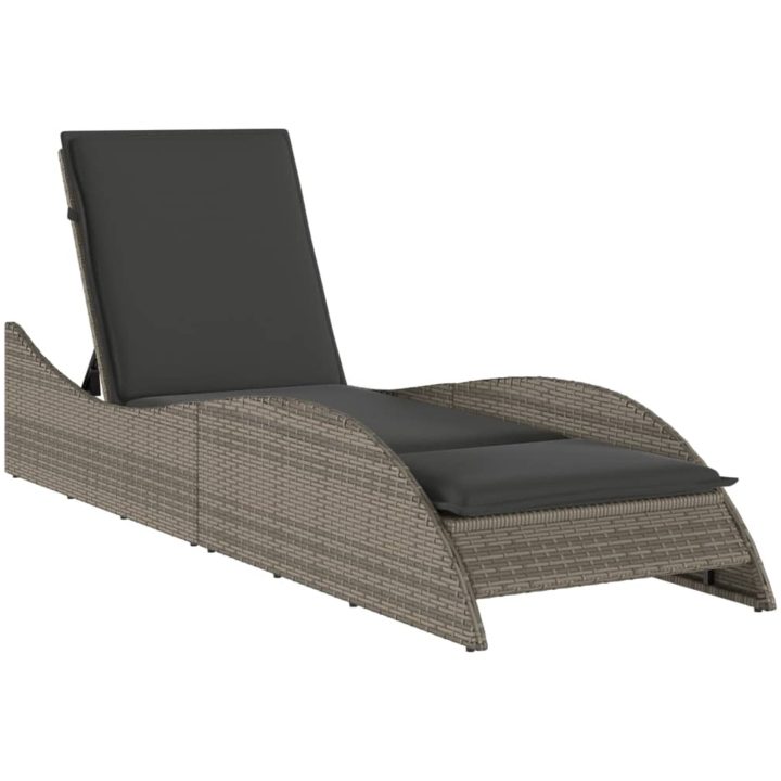 Solsäng med dyna grå konstrotting vidaXL 60 x 205 x 73 cm – bild 2