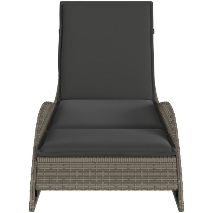 Solsäng med dyna grå konstrotting vidaXL 60 x 205 x 73 cm – bild 4