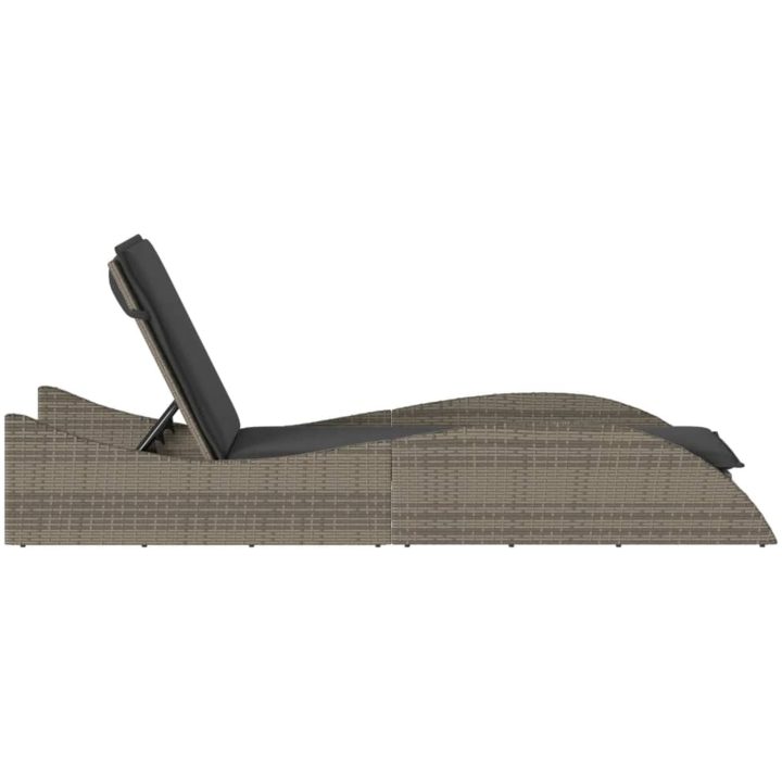 Solsäng med dyna grå konstrotting vidaXL 60 x 205 x 73 cm – bild 5