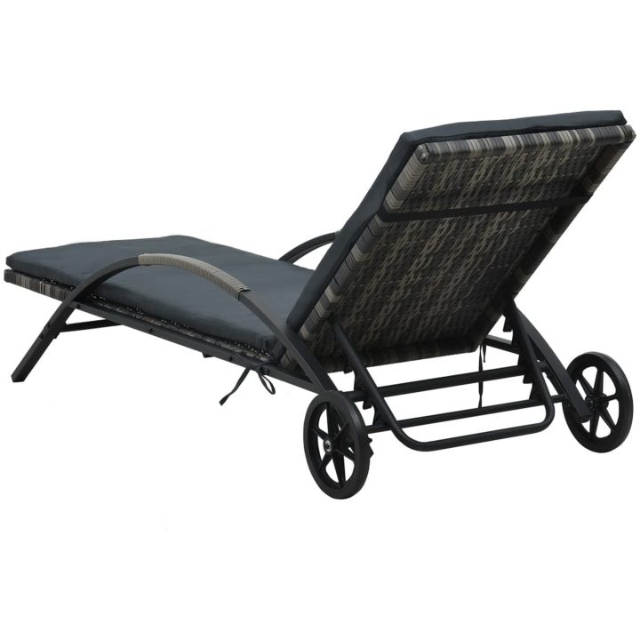 Solsäng med dyna & hjul konstrotting antracit vidaXL – bild 4