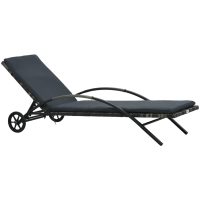 Solsäng med dyna & hjul konstrotting antracit vidaXL