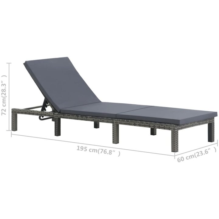 Solsäng med dyna konstrotting antracit vidaXL – bild 6