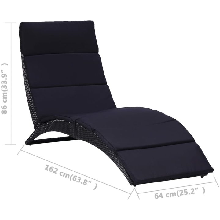 Solsäng med dyna konstrotting svart vidaXL – bild 7