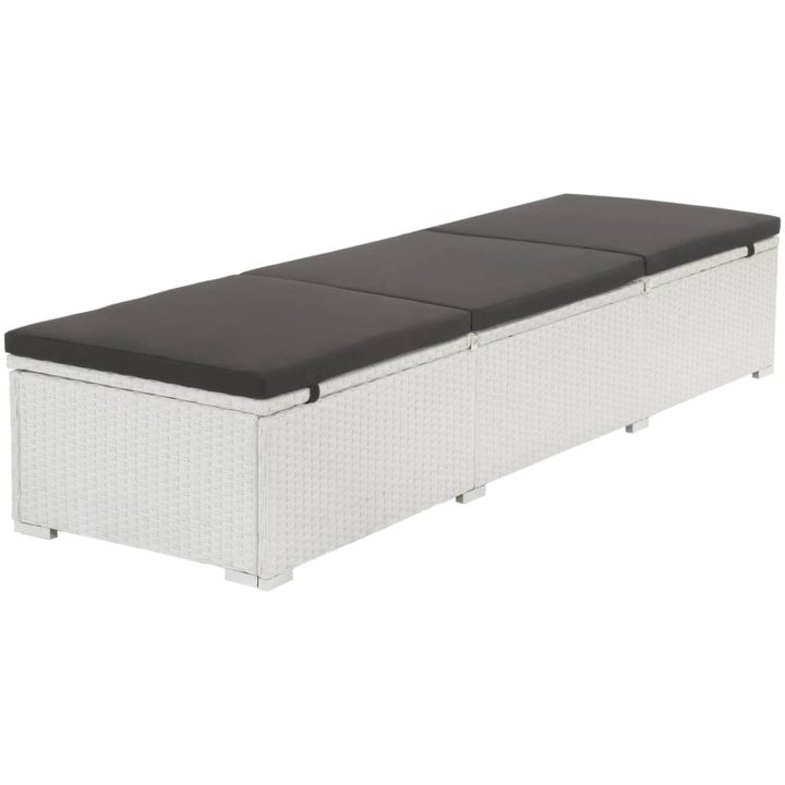 Solsäng med dyna konstrotting vit vidaXL – bild 2