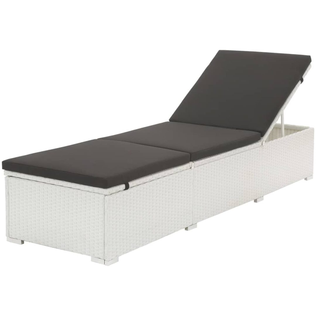 Solsäng med dyna konstrotting vit vidaXL