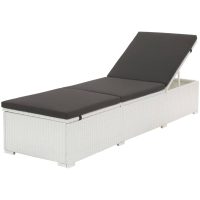 Solsäng med dyna konstrotting vit vidaXL