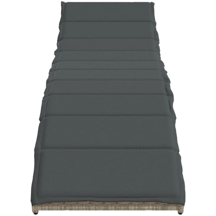Solsäng med dyna ljusgrå 55x199x50 cm konstrotting vidaXL – bild 4