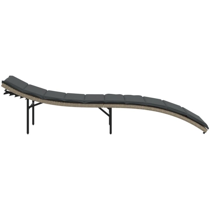 Solsäng med dyna ljusgrå 55x199x50 cm konstrotting vidaXL – bild 5