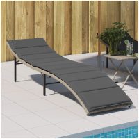 Solsäng med dyna ljusgrå 55x199x50 cm konstrotting vidaXL