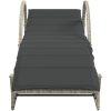Solsäng med dyna ljusgrå 60x199x42 cm konstrotting vidaXL – miniatyr 4