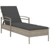 Solsäng med dyna ljusgrå 63x200x81 cm konstrotting vidaXL – miniatyr 2