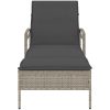 Solsäng med dyna ljusgrå 63x200x81 cm konstrotting vidaXL – miniatyr 4