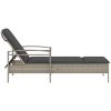 Solsäng med dyna ljusgrå 63x200x81 cm konstrotting vidaXL – miniatyr 5