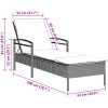 Solsäng med dyna ljusgrå 63x200x81 cm konstrotting vidaXL – miniatyr 9