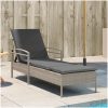 Solsäng med dyna ljusgrå 63x200x81 cm konstrotting vidaXL – miniatyr 1