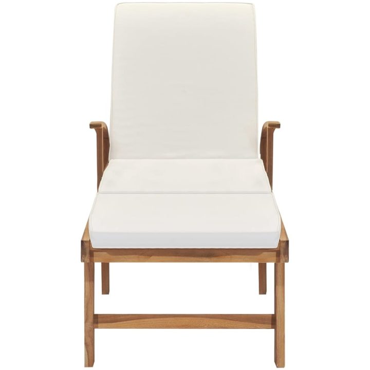 Solsäng med dyna massiv teak gräddvit vidaXL – bild 4