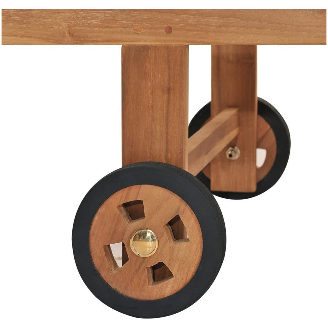 Solsäng med dyna massiv teak gräddvit vidaXL – bild 9