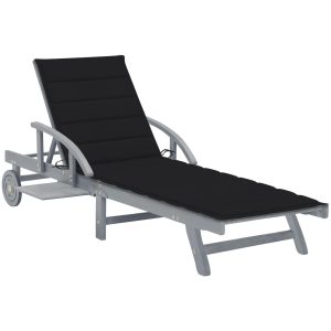 Solsäng med dyna massivt akaciaträ vidaXL