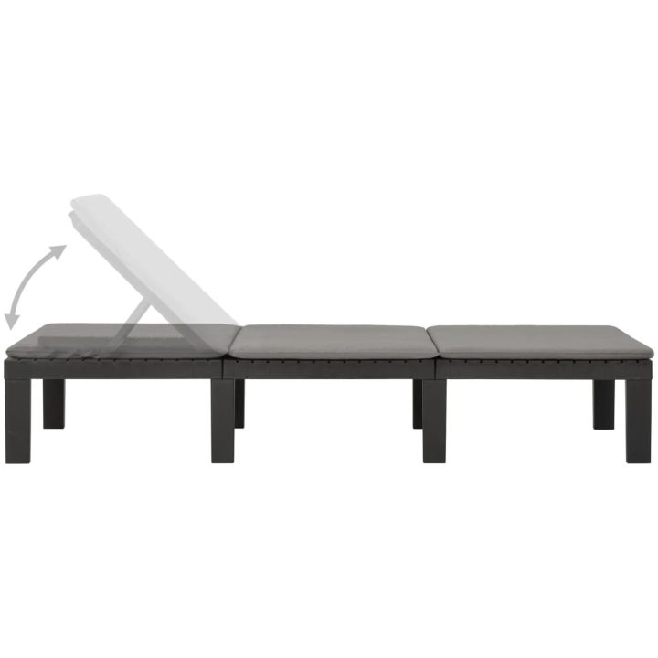 Solsäng med dyna plast antracit vidaXL – bild 5