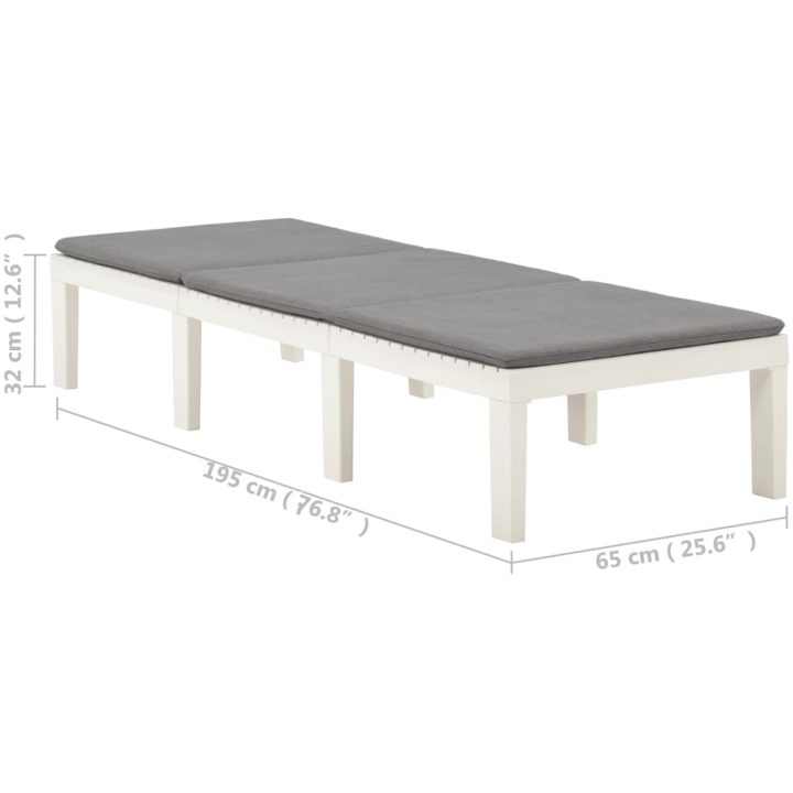 Solsäng med dyna plast vit vidaXL – bild 9