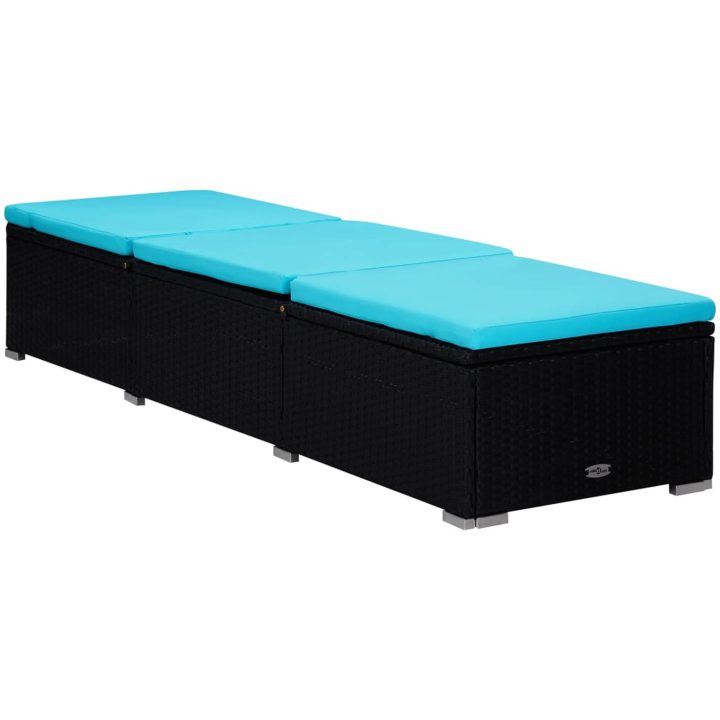 Solsäng med dyna & sidobord konstrotting blå vidaXL – bild 4