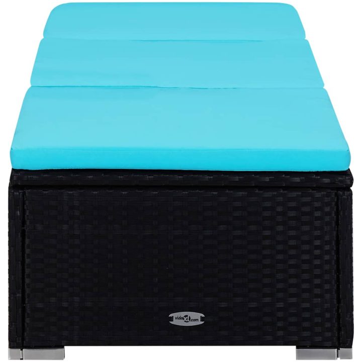 Solsäng med dyna & sidobord konstrotting blå vidaXL – bild 5