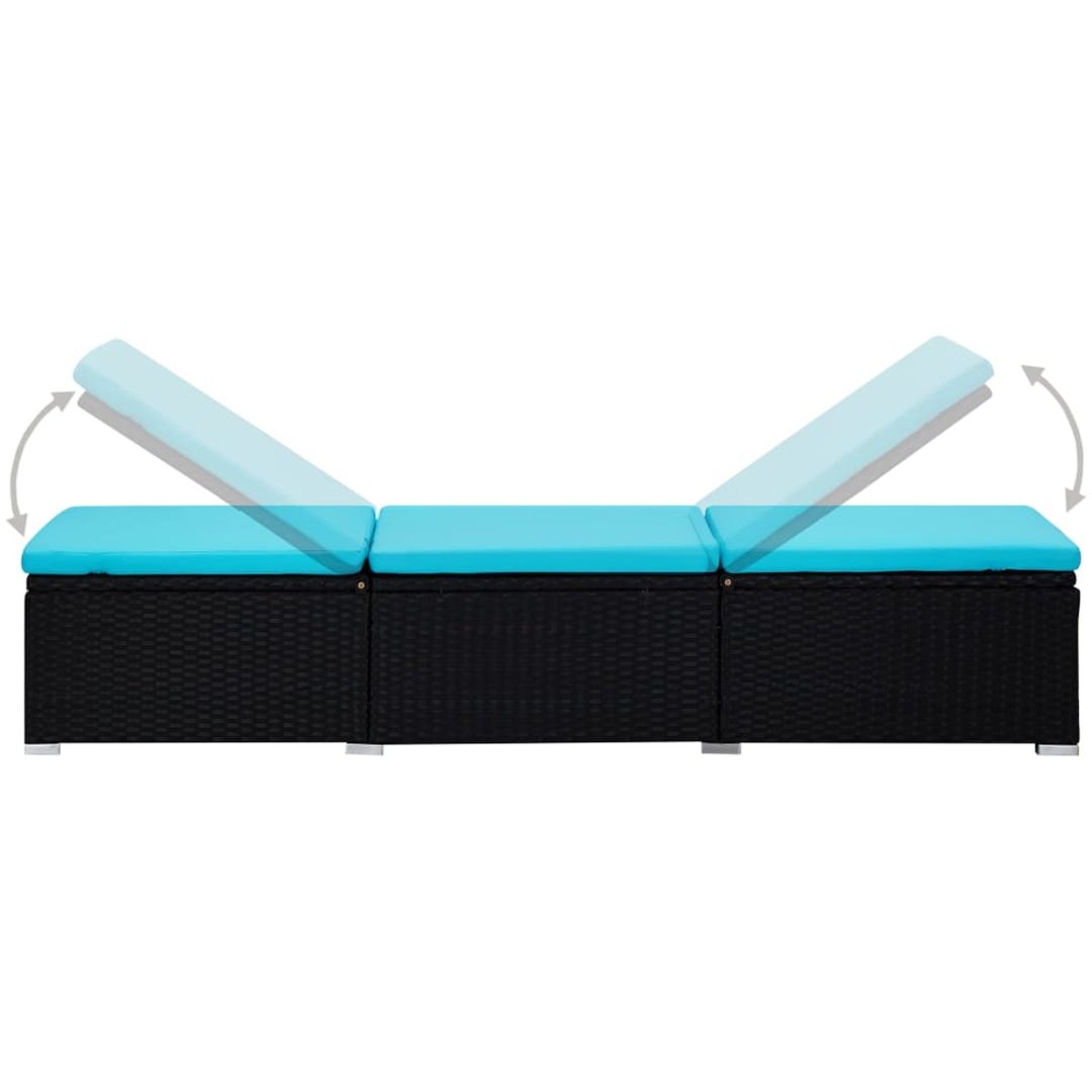 Solsäng med dyna & sidobord konstrotting blå vidaXL – bild 6