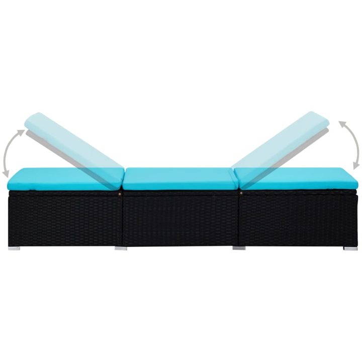 Solsäng med dyna & sidobord konstrotting blå vidaXL – bild 6