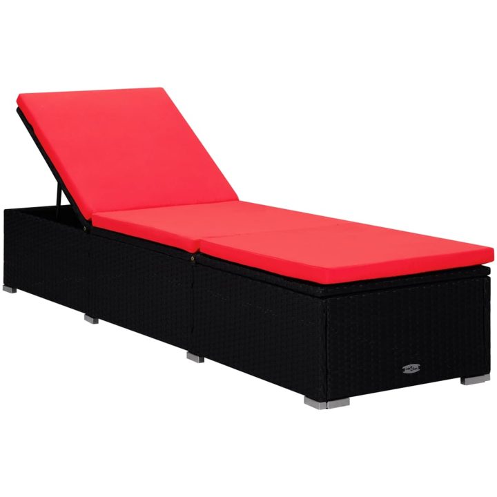 Solsäng med dyna & sidobord konstrotting röd vidaXL – bild 3