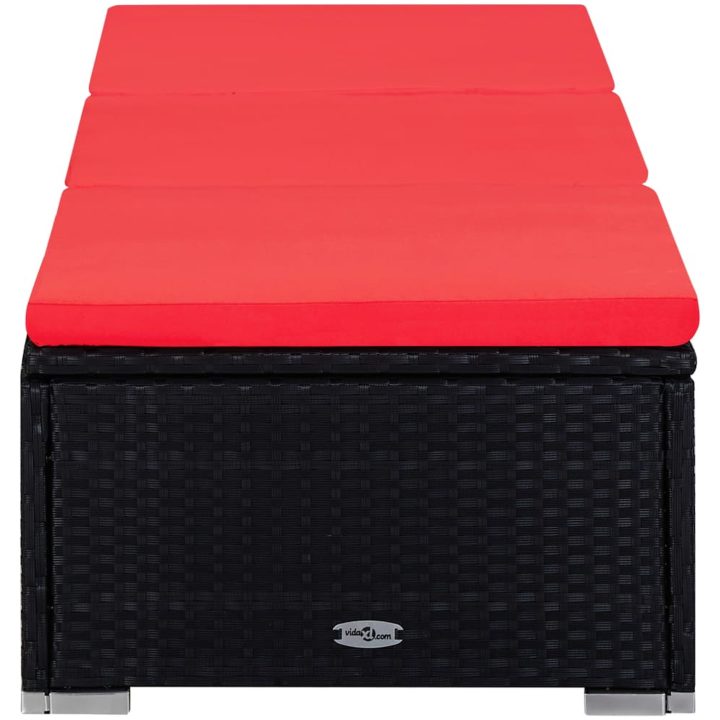 Solsäng med dyna & sidobord konstrotting röd vidaXL – bild 5