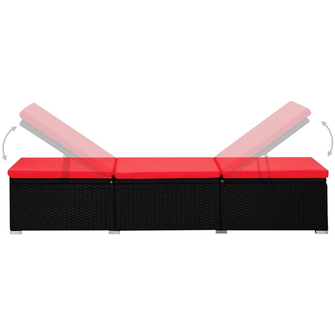 Solsäng med dyna & sidobord konstrotting röd vidaXL – bild 6