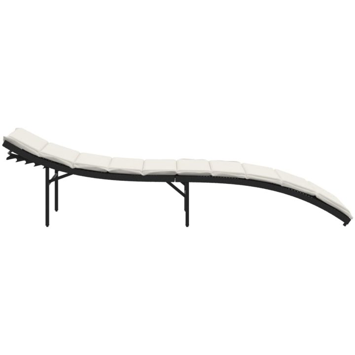 Solsäng med dyna svart 55x199x50 cm konstrotting vidaXL – bild 5