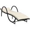 Solsäng med dyna svart 60x199x42 cm konstrotting vidaXL – miniatyr 2