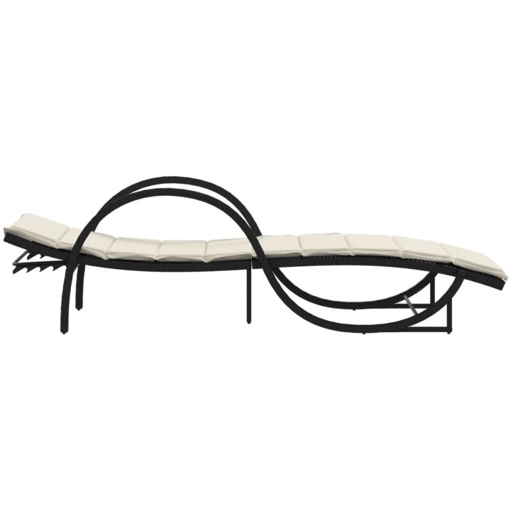 Solsäng med dyna svart 60x199x42 cm konstrotting vidaXL – bild 5