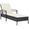 Solsäng med dyna svart 63x200x81 cm konstrotting vidaXL – miniatyr 2