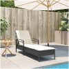 Solsäng med dyna svart 63x200x81 cm konstrotting vidaXL – miniatyr 3