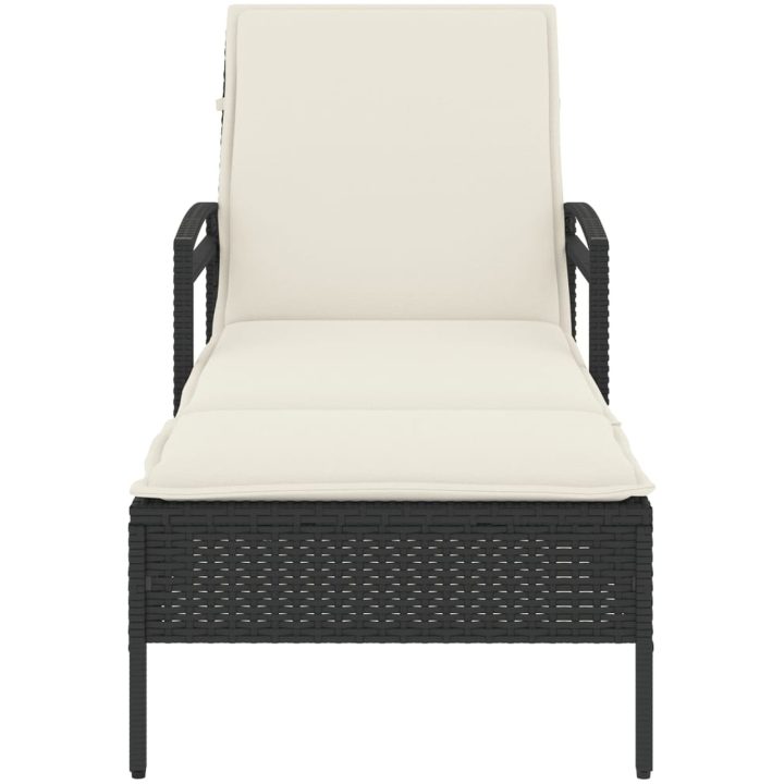 Solsäng med dyna svart 63x200x81 cm konstrotting vidaXL – bild 4