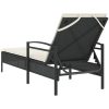 Solsäng med dyna svart 63x200x81 cm konstrotting vidaXL – miniatyr 6