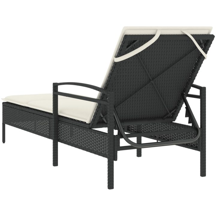 Solsäng med dyna svart 63x200x81 cm konstrotting vidaXL – bild 6