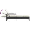 Solsäng med dyna svart 63x200x81 cm konstrotting vidaXL – miniatyr 7