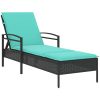 Solsäng med dyna svart 63x200x81 cm polyrotting (endast USA) vidaXL – miniatyr 2
