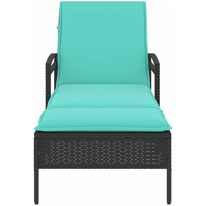 Solsäng med dyna svart 63x200x81 cm polyrotting (endast USA) vidaXL – bild 4