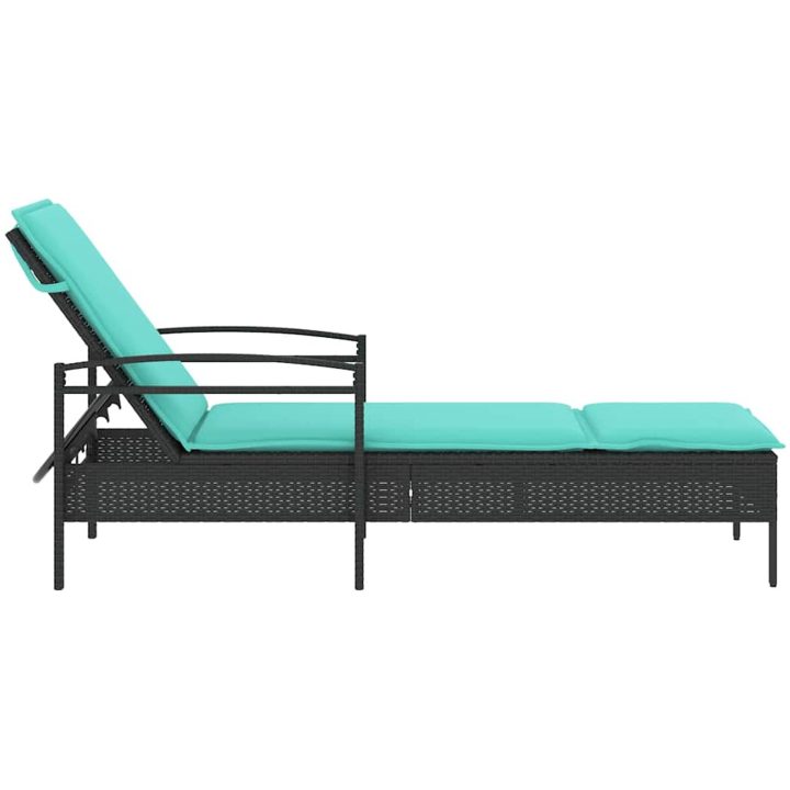 Solsäng med dyna svart 63x200x81 cm polyrotting (endast USA) vidaXL – bild 5