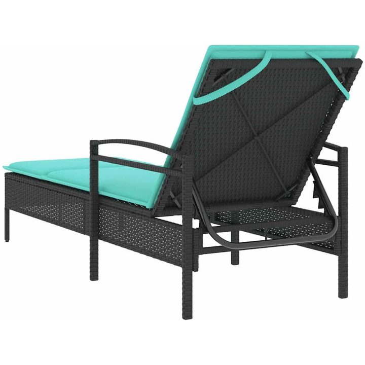 Solsäng med dyna svart 63x200x81 cm polyrotting (endast USA) vidaXL – bild 6