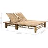 Solsäng med dynor 2 personer bambu vidaXL – miniatyr 11