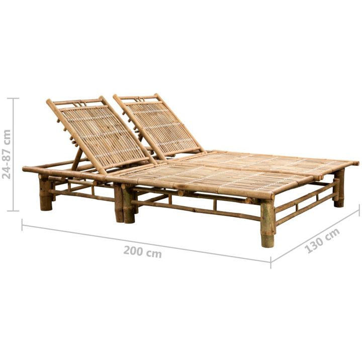 Solsäng med dynor 2 personer bambu vidaXL – bild 11