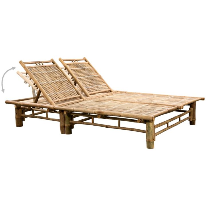 Solsäng med dynor 2 personer bambu vidaXL – bild 3
